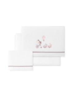 2x1 Juego de sábanas minicuna coralina mod. jirafa bicicleta bco/maquillaje