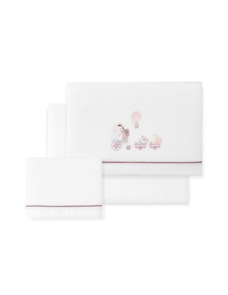 2x1 Juego de sábanas minicuna coralina mod. jirafa bicicleta bco/maquillaje