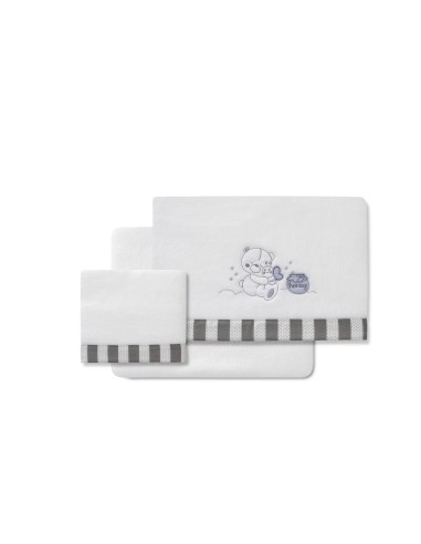 2x1 Juego de sábanas minicuna coralina mod honey bear bco/gris