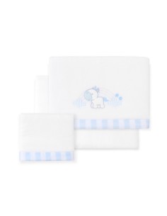 2x1 Juego de sábanas minicuna coralina mod. unicornio nube bco/azul
