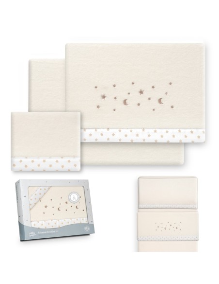 2x1 Juego de sábanas minicuna coralina estrellas luna beig