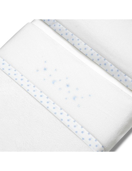 2x1 Juego de sábanas cuna coralina estrella luna bco/azul