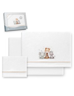 2x1 Juego de sábanas cuna coralina estampado jirafa elefante bco/beig