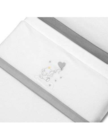 2x1 Juego de sábanas minicuna coralina elefante globo corazon bco/gris