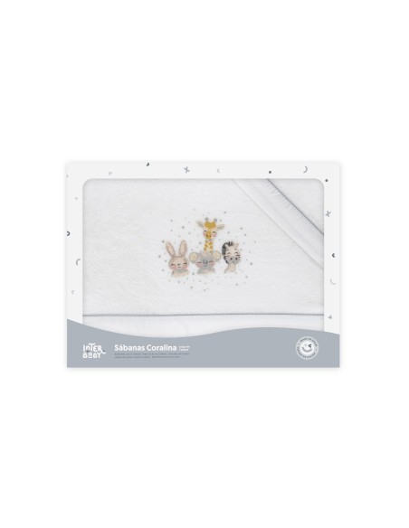 2x1 Juego de sábanas minicuna coralina mod acuarela bco/gris