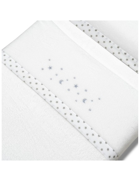 2x1 Juego de sábanas minicuna coralina estrellas luna bco/gris