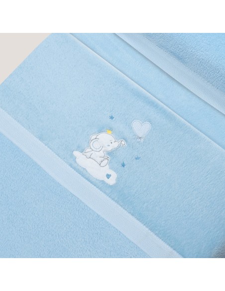 2x1 Juego de sábanas minicuna coralina elefante globo corazon azul