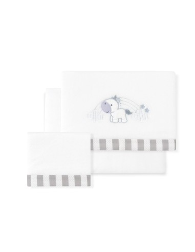 2x1 Juego de sábanas minicuna coralina mod. unicornio nube bco/gris