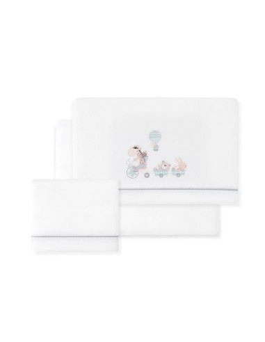 2x1 Juego de sábanas minicuna coralina mod. jirafa bicicleta bco/verde