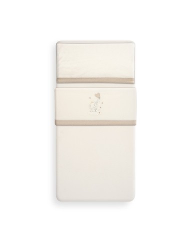 2x1 Juego de sábanas cuna coralina elefante globo corazon beig