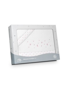 2x1 Juego de sábanas minicuna coralina estrellas luna bco/rosa 2