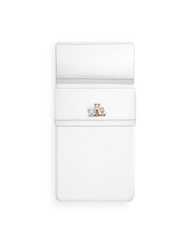 2x1 Juego de sábanas cuna coralina estampado jirafa elefante bco/gris