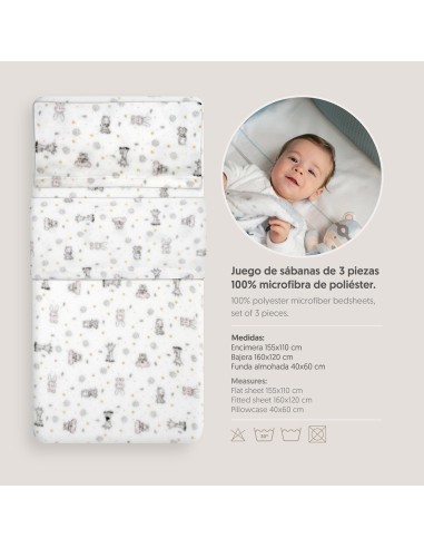 2x1 Juego de sábanas cuna coralina estampado koala bco/rosa